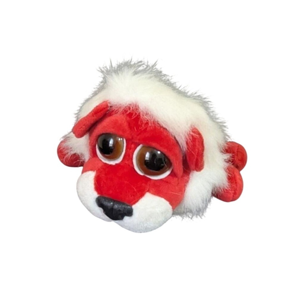 Vtg 1990s Russ Berrie Barker Red Puppy Dog Plush Stuffed Animal White Mane 38086